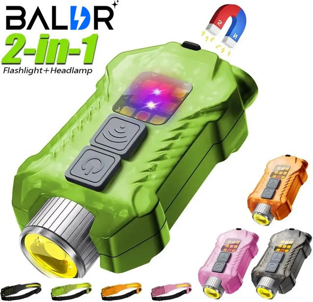 BALDR XW005 Induktions-LED-Stirnlampe Typ C mit wiederaufladbarem Akku, heller Scheinwerfer mit COB-Arbeitslicht, abnehmbarer Taschenlampe, Endmagnet und UV-Licht - Bild 1