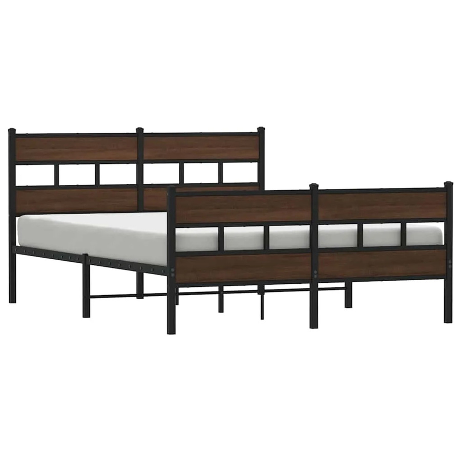vidaXL Metallbett in Eiche Braun ohne Matratze B/T/H: 160 x 200 x 91,5 cm - Bild 2