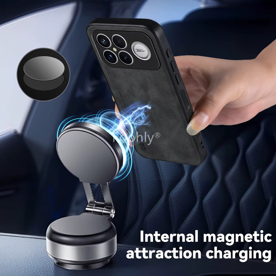 Stoßfeste magnetische Nubukleder Schutzhülle für Xiaomi Poco F8 Ultra und Poco F8 Pro in Grau - Bild 2