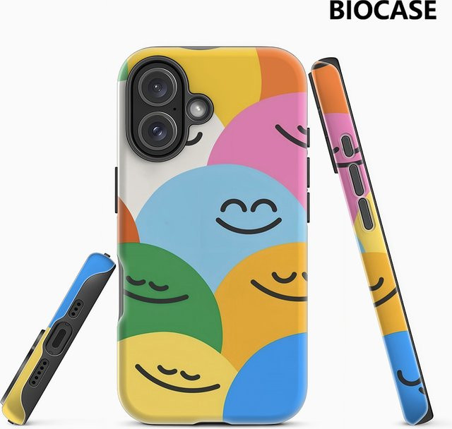 Smiley-Farbkugeln Handyhülle für Apple iPhone 17 16 15 14 13 12 11 Pro Max Plus mit doppelschichtiger Rückseite in Multicolour - Bild 1