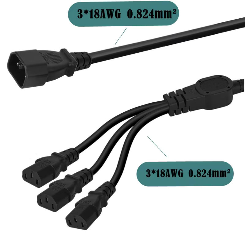 F3MA Y-Splitter-Adapterkabel IEC320-C14 auf IEC320-C13 Stromkabel in Schwarz - Bild 1