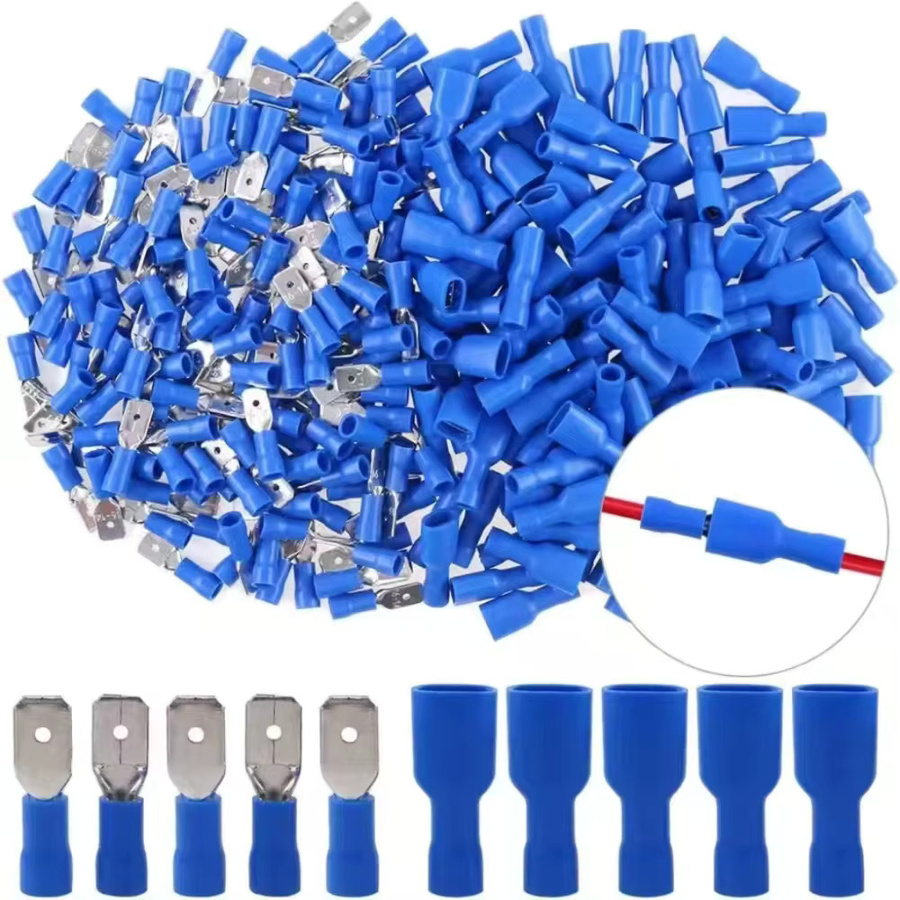 100 Stück 50 Paar isolierte Crimp Terminals 16-14AWG mit männlichen und weiblichen Steckern in Blau - Bild 2