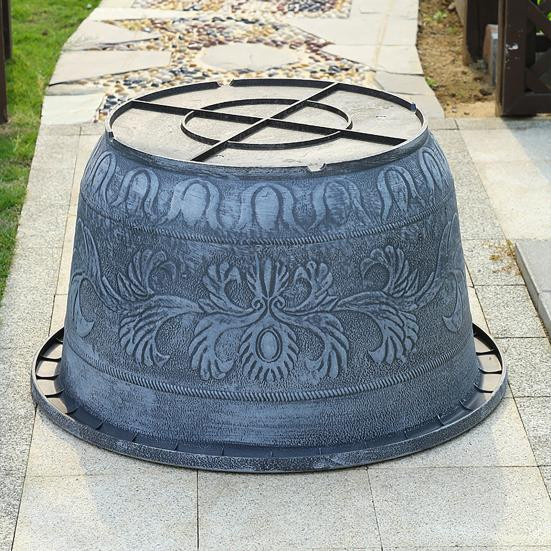 ZiQiDongLai Blumentopf aus Harz mit 3D-Reliefdesign in Grau für Garten, Balkon und Terrasse - Bild 2