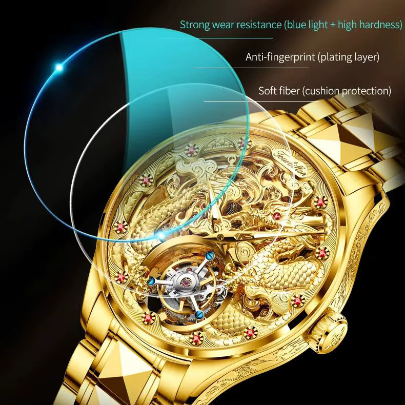 OUPINKE Armbanduhr, Automatik, Edelstahl, Wolfram, Gold, Herren - Bild 4