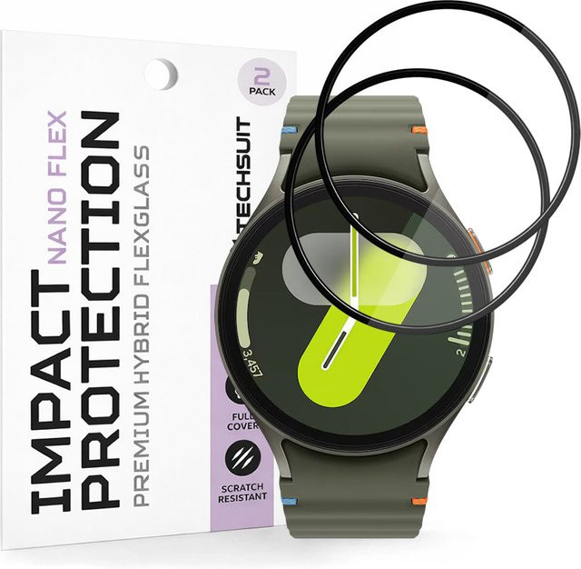 Techsuit Schutzfolie Nano Flex für Samsung Galaxy Watch7 44mm, Kunststoff, Schwarz, 2 Stück - Bild 1