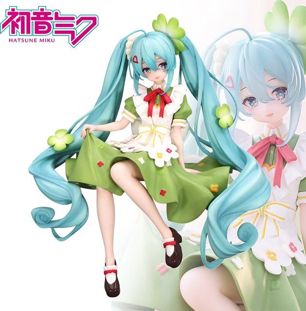 Bandai Hatsune Miku Anime Figur Blume Fee Vierblättriges Kleeblatt aus PVC in Multicolor als Desktop Deko Modell - Bild 1