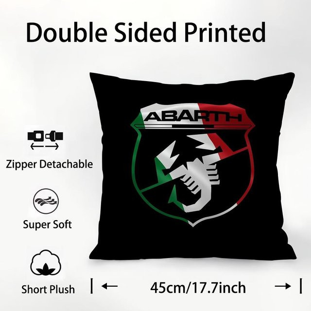 JMG Clothing A-Abarth Skorpion Kissenbezug aus weichem Plüschstoff in Schwarz, B/B: 45 x 45 cm - Bild 1