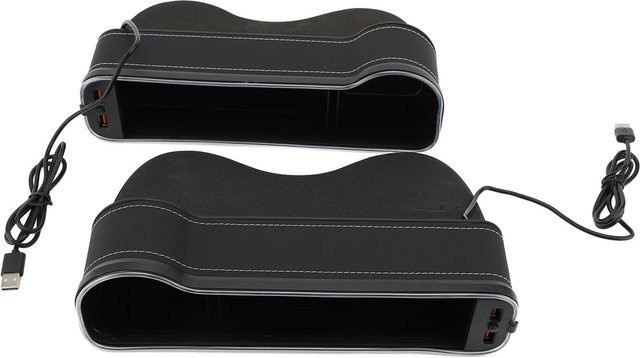 CosyHome Autositz Lückenfüller Organizer mit Umgebungslicht und USB-Ladegerät, schwarz - Bild 1