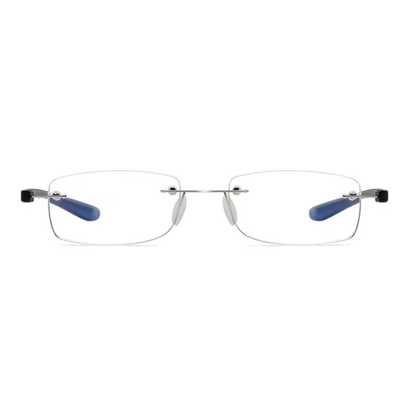 May Flower Lesebrille, randlos, quadratisch, Metall - Bild 2