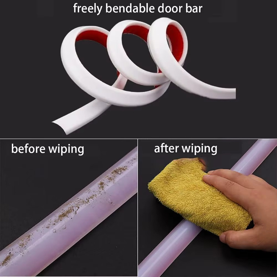 Antirutsch Badezimmer Wasserstopper als Duschbarriere zur Trennung von Nass- und Trockenbereich, Farbe: Weiß, Länge: 100 cm, Breite: 3 cm - Bild 5