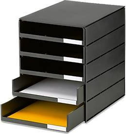 styro Schubladenbox Styroval Pro mit 5 Schubladen in DIN C4, Farbe: Schwarz - Bild 1