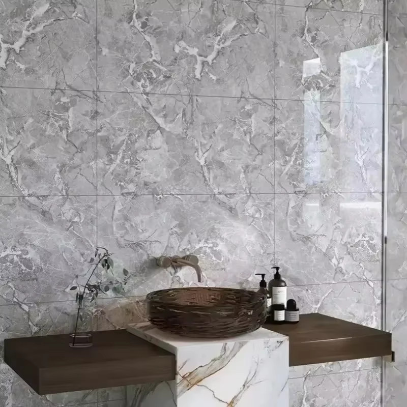 Selbstklebende 3D-Wanddekoration von Trebalena in Marmor-Optik, grau, wasserdicht und feuchtigkeitsbeständig, B/H: 30 x 30 cm - Bild 2