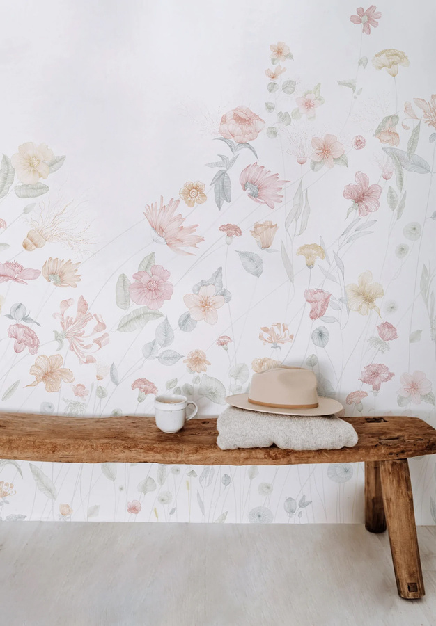 Isidore Leroy Mural Prairie Pastel Wandtapete mit floralem Design in Multicolour, Panel A - Bild 1