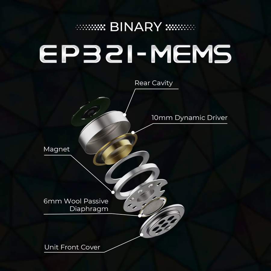 Binary EP321-MEMS Tribrid In-Ear Monitor mit 6 Treibern (2DD+3BA+MEMS) Hi-Res Audiophile Kopfhörer in Multicolour - Bild 2