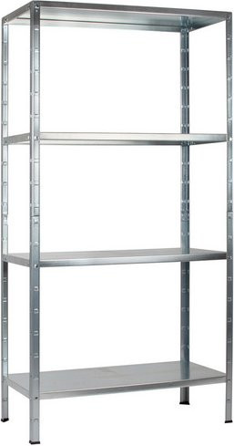 Schulte Regalwelt Stecksystem-Grundregal aus Metall, verzinkt, silberfarben, H x B x T: 180 x 90 x 45 cm mit 4 verstellbaren Fachböden - Bild 1