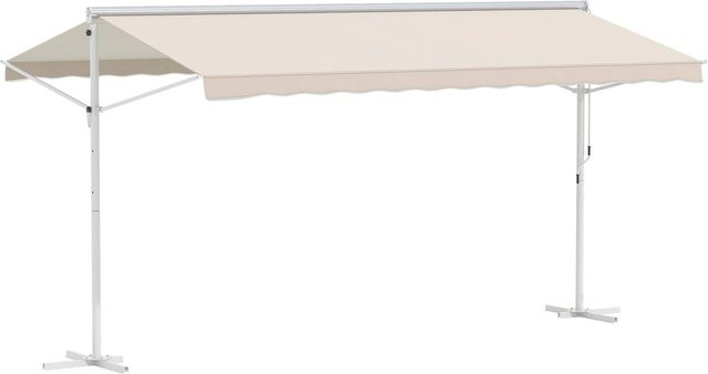 Outsunny Markise cremeweiß mit Stahlgestell B/H/L: 340 x 255 x 450 cm - Bild 1