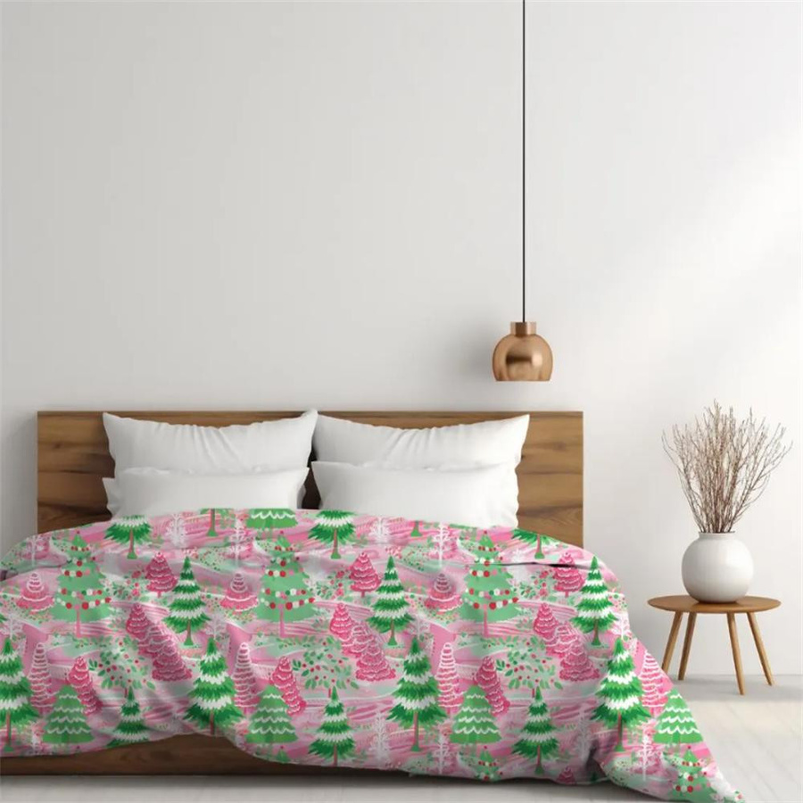 JMG Household Supplies Preppy Weihnachtsbettwäsche in Pink, Mikrofaser Bettwäsche-Set mit 1 Bettbezug und 2 Kissenbezügen, B/H: 135 x 200 cm - Bild 2
