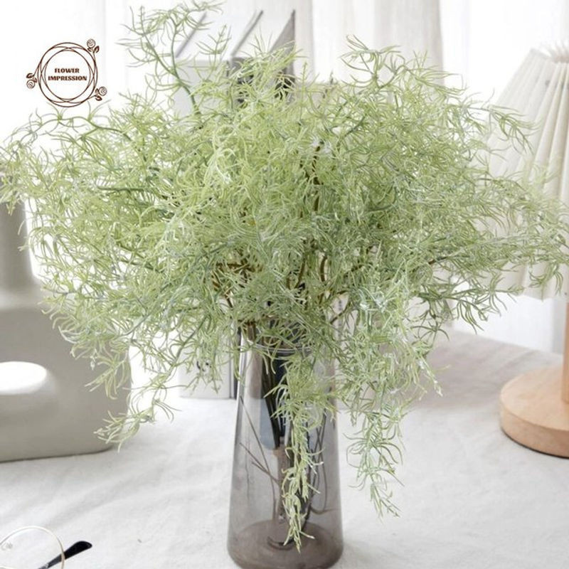 YN HI FLOWER ENJOY YOUR LIFE Set aus 10 künstlichen Pflanzen mit Farnen und Rosmarin-Stielen in Grün und Beige, UV-beständig für den Außenbereich und Garten - Bild 1