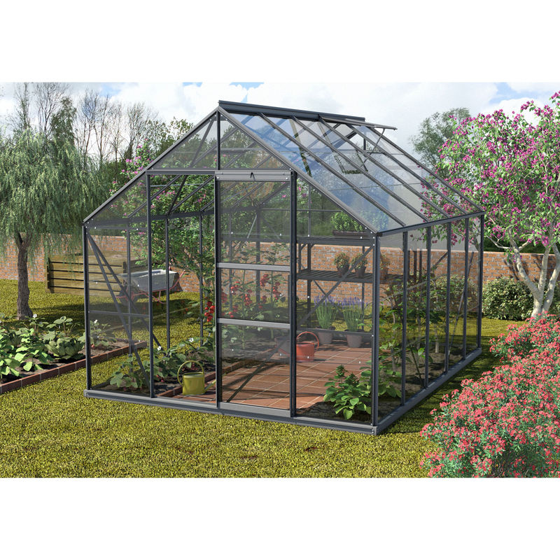 Vitavia Gewächshaus Merkur 8300 in Schwarz mit ESG-Glas und Schiebetür - Bild 5