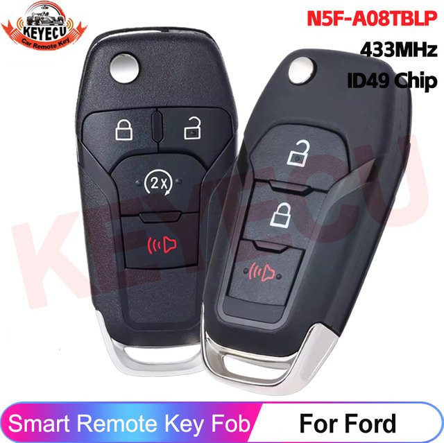 Keyecu Klappbarer Autoschlüssel für Ford F-150 F-250 2023 2024, FCC ID: N5F-A08TBLP, P/N: 164-R8334, ID49 Chip, 433MHz, Farbe: Schwarz - Bild 1
