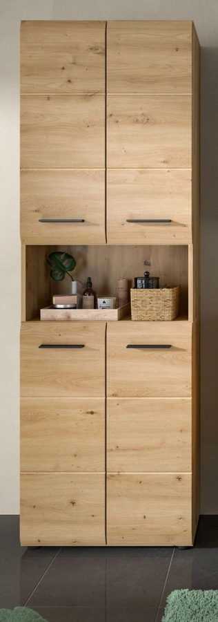 Moderner Badezimmer Hochschrank in Eiche, B/H: 60 x 185 cm - Bild 1