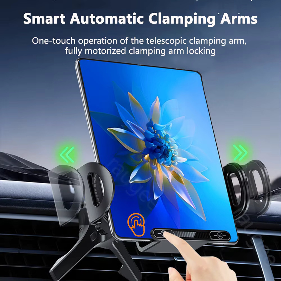 raugee Kabelloses Auto-Ladegerät und Handyhalterung mit klappbarem Bildschirm für Samsung Galaxy Z Fold/Z Flip 6 7, Schwarz, Schnelle kabellose Ladestation für den Lüftungsschlitz - Bild 4