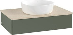 V&B Waschtischunterschrank Antao ohne Frontstruktur in Grau-Grün lackiert, B/T/H: 80 x 50 x 19 cm - Bild 1