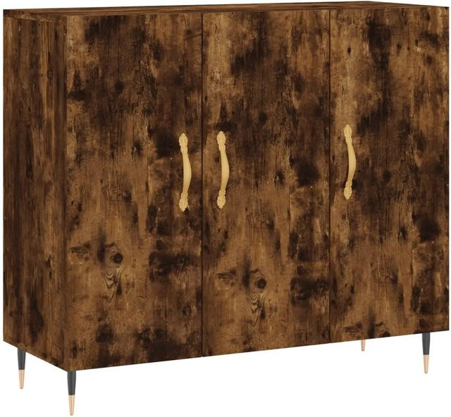 vidaXL Sideboard Modern in Räuchereiche und Metall, Farbe Braun, B/T/H: 90 x 34 x 80 cm - Bild 1