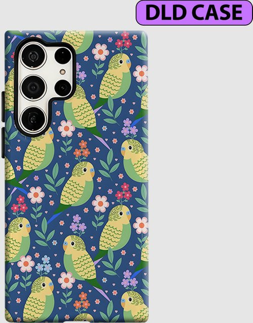 Budgie Floral Parade Handyhülle für Samsung Galaxy S26 S25 S24 S23 Ultra Plus, stoßfeste Doppelschicht robuste Rückabdeckung, mehrfarbig - Bild 1