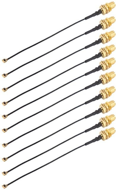 10 Stück SMA auf IPX (U.FL) Verlängerungskabel Antenne Zuleitung für Sensoren und Gesichtserkennung, Farbe: Schwarz, Länge: 10 cm - Bild 1