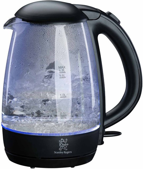 Stanley Rogers Wasserkocher aus Glas in Transparent und Schwarz mit 1,7 l Fassungsvermögen und Kalkschutzfilter - Bild 1