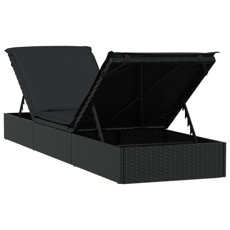 vidaXL Sonnenliege mit Tisch aus Polyrattan in Schwarz - Bild 4
