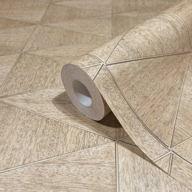 Marburg Vliestapete mit modernem grafischem Dreiecks-Muster in Beige-Braun - Bild 1