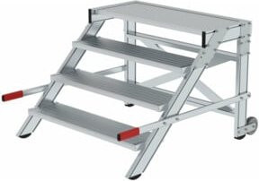MUNK Aluminium-Arbeitspodest fahrbar in Silber mit 4 Stufen und einer Stufenbreite von 100 cm - Bild 1