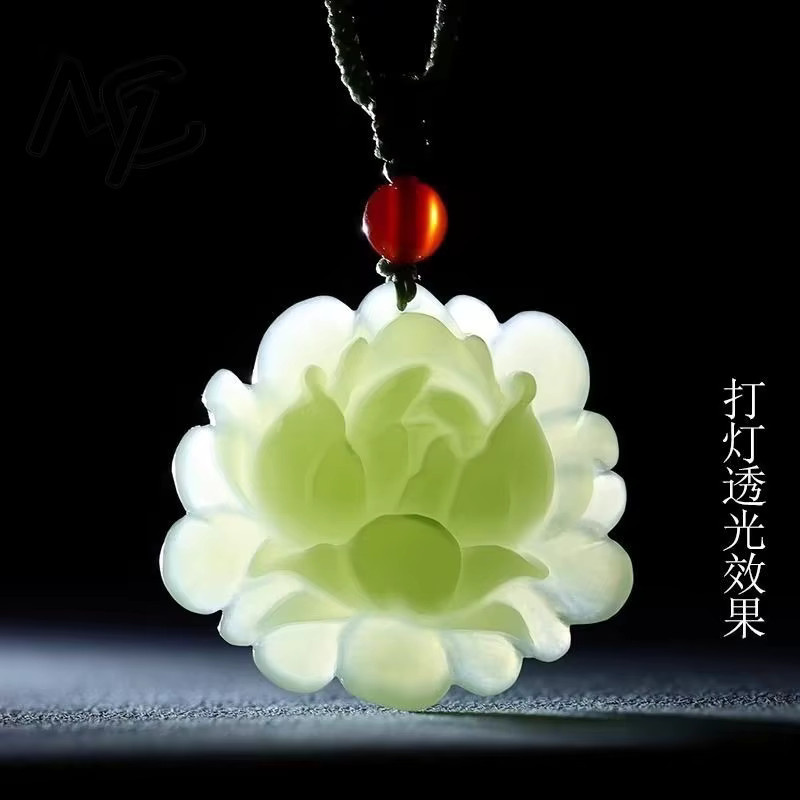 Anhänger Lotus Blume, Jadeit Grün, Unisex - Bild 6
