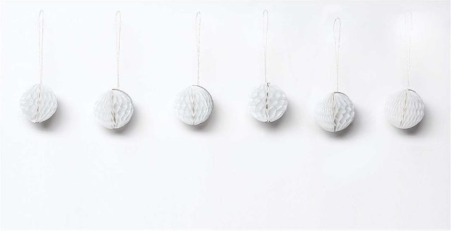 Rico Design Mini-Wabenbälle Pompoms in Weiß, 6 Stück, Durchmesser: 4 cm - Bild 1