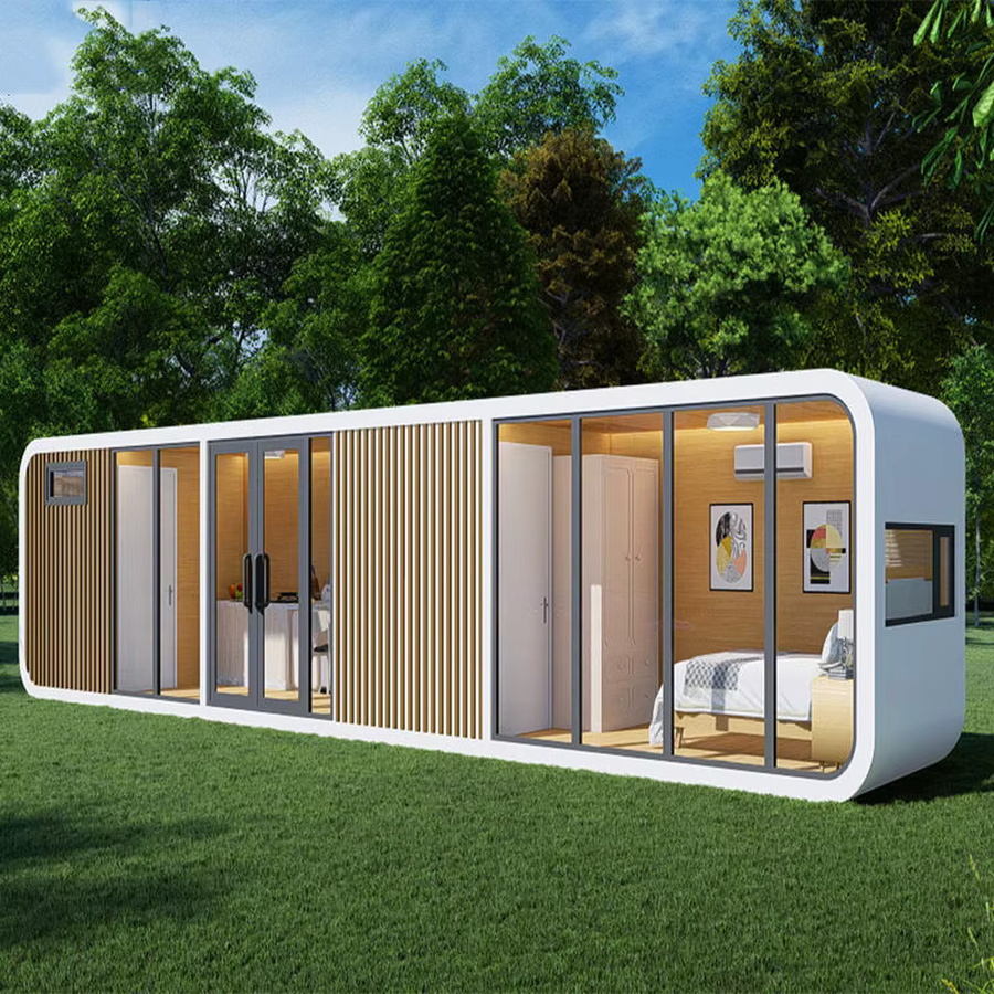Apple Cabin Modernes Stahlcontainerhaus in Weiß als Tragbares Tiny House und Vorgefertigtes Luxus-Mobilhotel - Bild 1