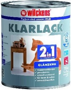 Wilckens 2in1 Klarlack für Holz, wasserbasiert, transparent, seidenmatt, 0,75 l - Bild 1