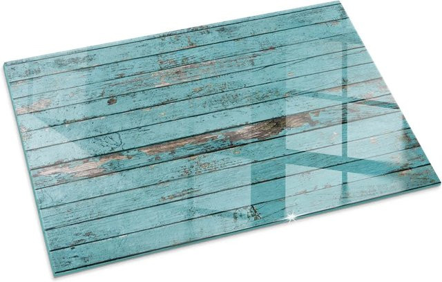 Tulup Glasplatte für Kamin und Öfen im rustikalen Stil, Farbe Türkis, B: 100 cm, T: 70 cm - Bild 1