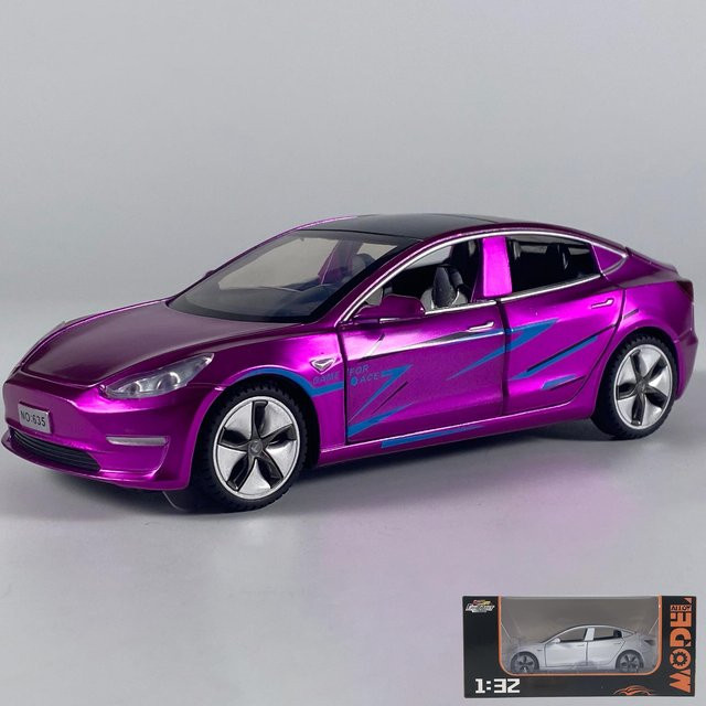 Linyi toy car Modell 3 Neue Energie Reines Elektrofahrzeug, Modellauto, Metall, 1:32, ab 14 Jahre - Bild 1