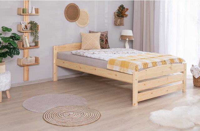 TiCAA Stauraumbett Loni Seniorenbett aus Massivholz Kiefer in Beige - Bild 1