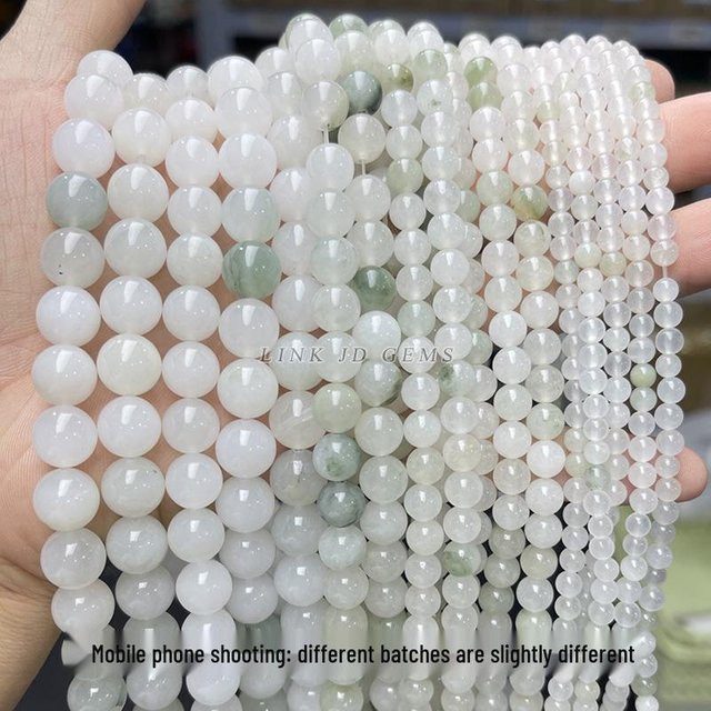 Tianshan Jade Perlen, Eisjade, 8/10mm, Apfelperlen - Bild 1