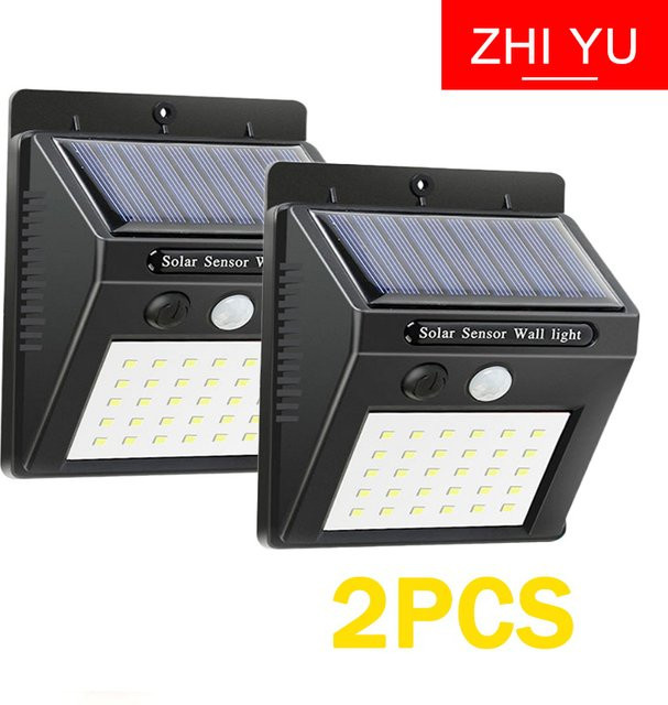 ZHIYU Solar-Wandleuchte mit LED-Sensor und 40 Lampenperlen, wasserdichte Außenlampe für Garten und Hof - Bild 1