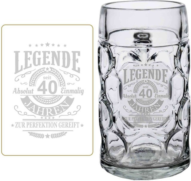 LUXENTU Maßkrug mit Gravur Legende seit 40 Jahren, transparent, 1,0 l - Bild 1