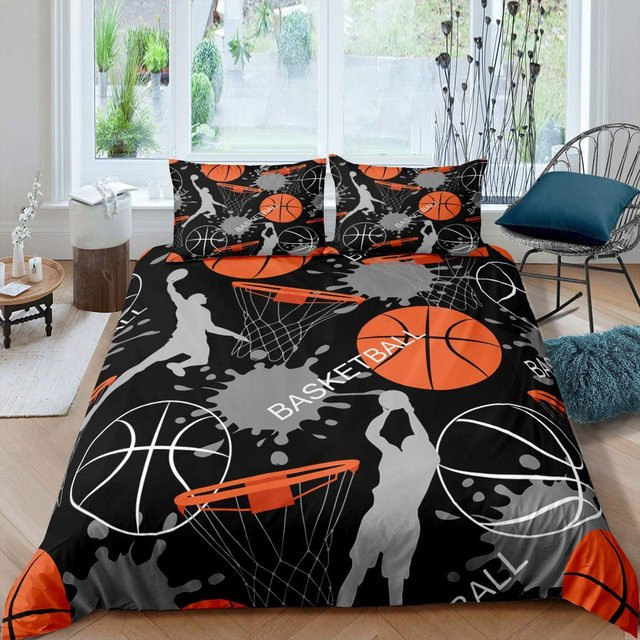 Basketball Bettwäscheset JMG Household Supplies in Schwarz mit Graffiti-Design, Microfaser, B/H: 140 x 210 cm - Bild 1