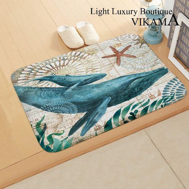 VIKAMA Badezimmermatte mit Underwater World Print, schnelltrocknend, Multicolour, B/T: 60 x 40 cm - Bild 1