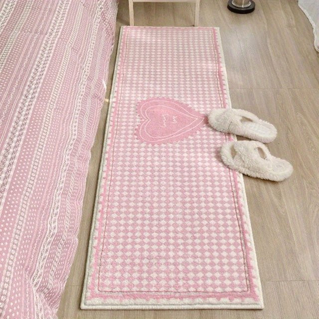 VIKAMA Love Long Carpet mit Herz-Motiv für Schlafzimmer und Wohnzimmer, rutschfest und weich, Farbe: Pink - Bild 1