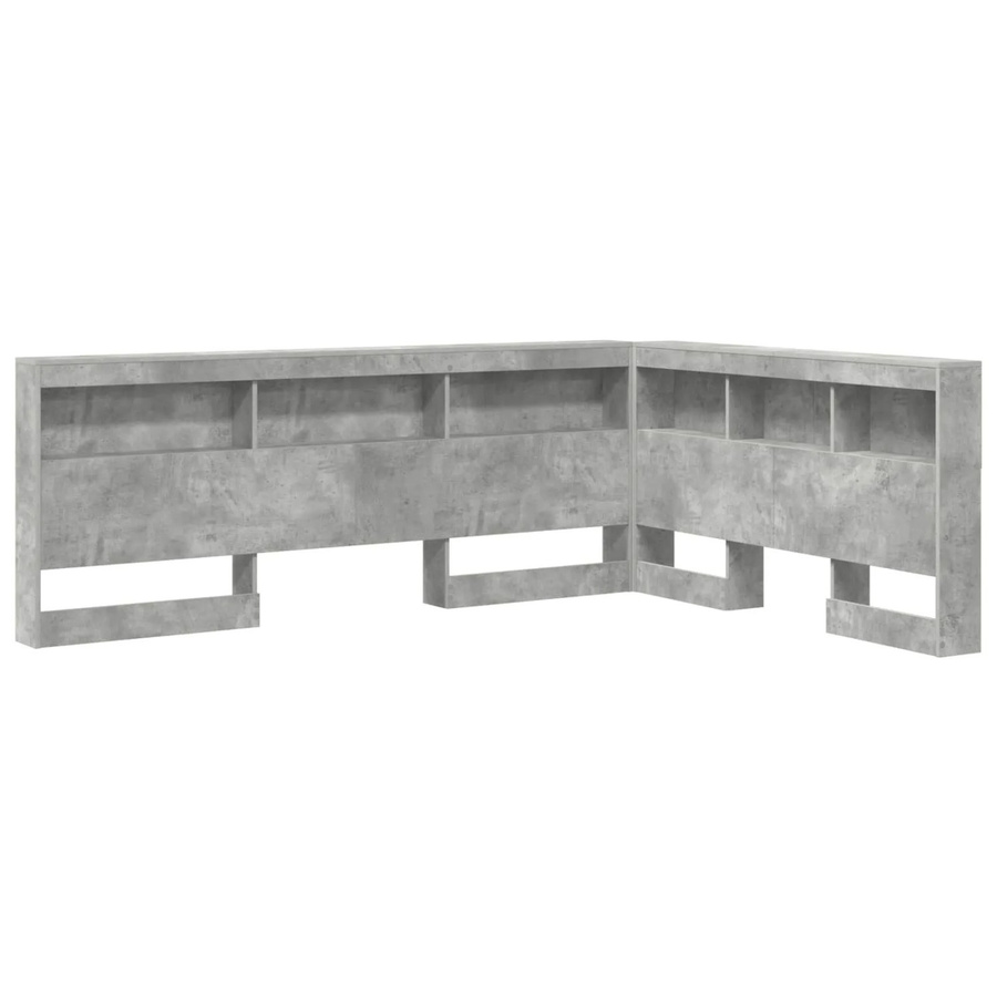 vidaXL Aufbewahrungskopfteil mit Regal und USB-Ladeport in Betongrau, Breite: 160 cm, Höhe: 76,5 cm, Tiefe: 76,5 cm - Bild 2