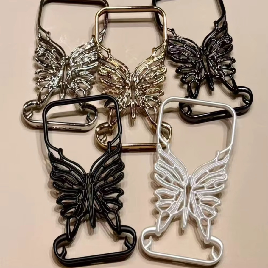 Luxuriöse iPhone Hülle mit künstlerischem Schmetterlings-Design aus hartem PC in Schwarz für Apple iPhone 17, 16, 15, 14, 13, 12, 11 Pro Max Plus mit 3D-Cut-Out-Beschichtung - Bild 3