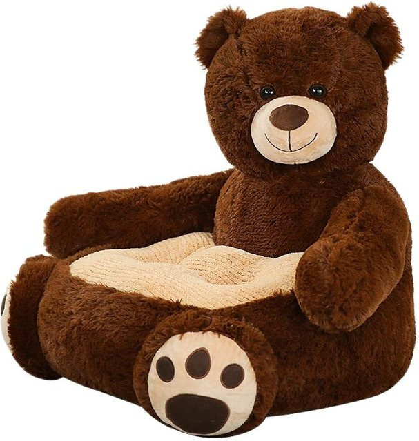 DSD1 Plüsch Sitzkissen in Braun für Kinder und Erwachsene als weiches Spielzeug-Sitzkissen - Bild 1